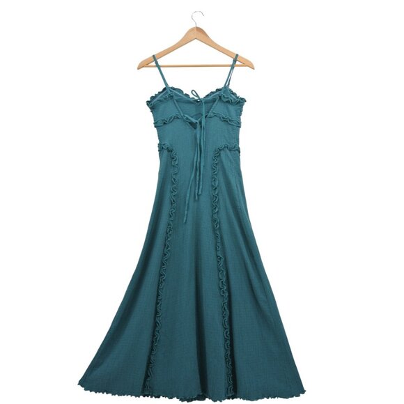 Free People Midi Blue Ruffle Detail Dress w/ Detachable Straps - Picture 2 of 8